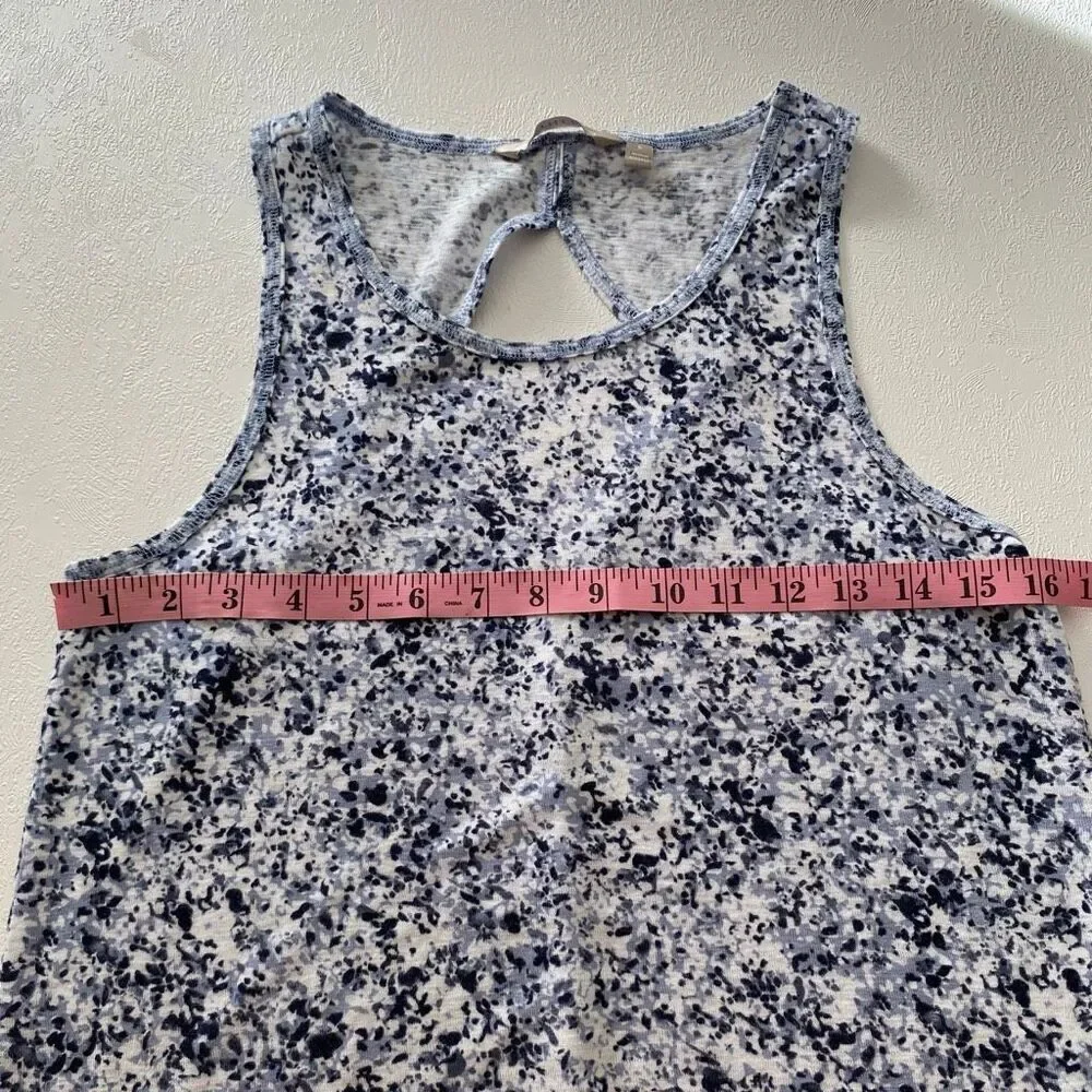 Athleta Blue White Speckle Print Racerback Tank Top | Size Small